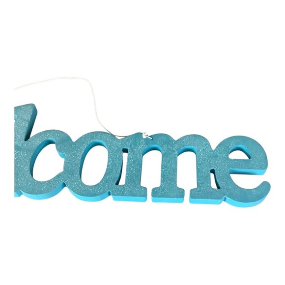 The Spring Shop Blue Glitter Welcome Sign Home Wall Decor Hanging Door Plaque - Picture 6 of 8